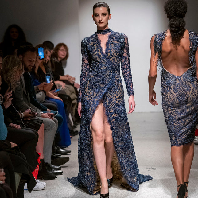 Mock NK Surplice Gown