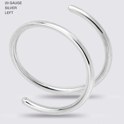 Double Hoop Nose 925 Sterling Silver Spiral Nose Ring