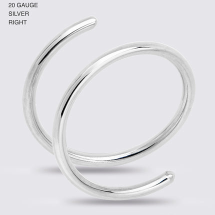 Double Hoop Nose 925 Sterling Silver Spiral Nose Ring