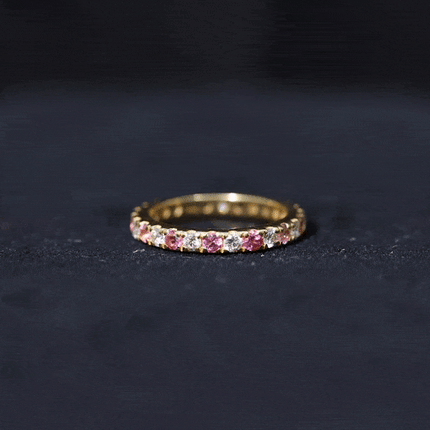 Pink Tourmaline and Diamond Stackable Ring