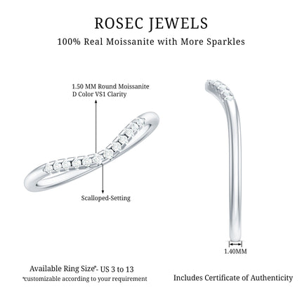 Curved Stackable Ring with Certified Moissanite