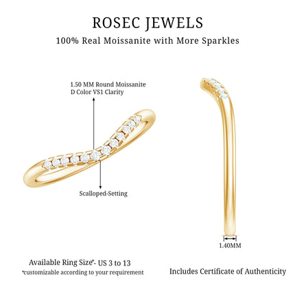 Curved Stackable Ring with Certified Moissanite