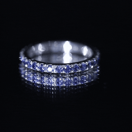 Certified Lab Created Blue Sapphire Full Eternity Stackable Ring