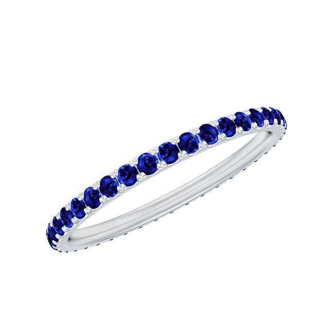 Certified Lab Created Blue Sapphire Full Eternity Stackable Ring