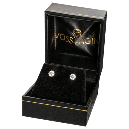 4.00 CTW AGI Certified Lab Grown Diamond Stud Earrings in 14K White or Yellow Gold - G Color VS Clarity