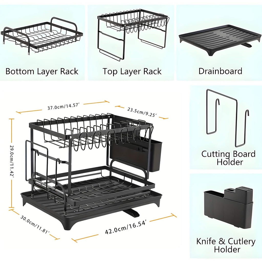 Black Metal Dish Rack – 2-Layer / 3-Layer