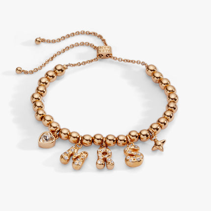 'Mrs" Beaded Bubble Bolo Bracelet