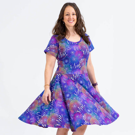 Adult "Pi-rotechnics" Pi Fireworks Super Twirler Dress with Pockets
